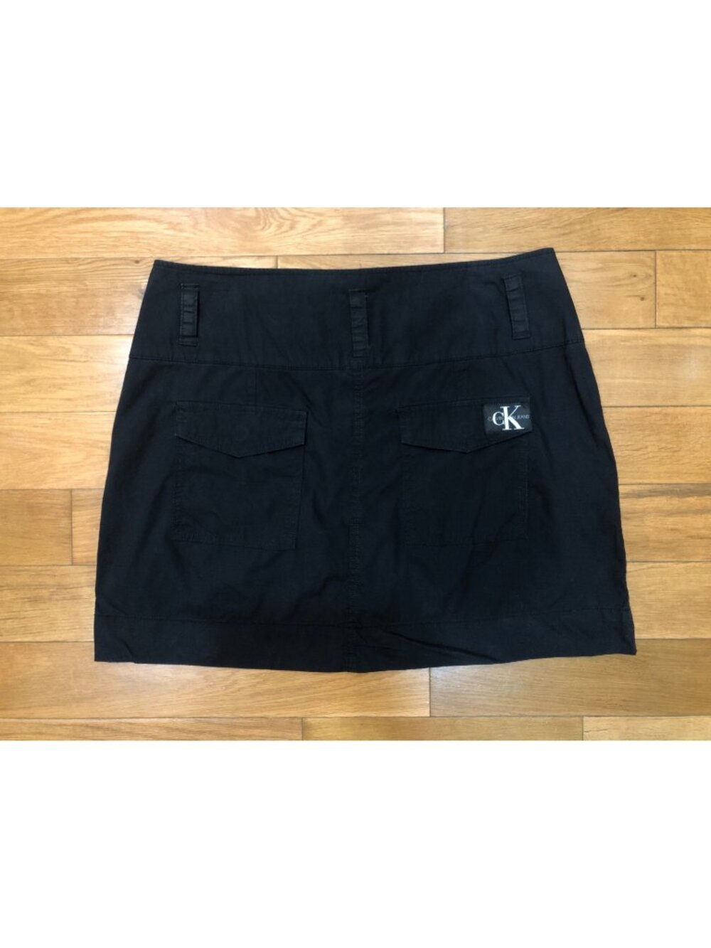 Calvin Klein Jeans 100% Cotton Lightweight Mini Skirt Black Size L Utility Chic